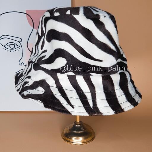 کلاه باکت مخمل زبرا فری سایز برند دایانا کالکشن ارائه از بلو پینک پام